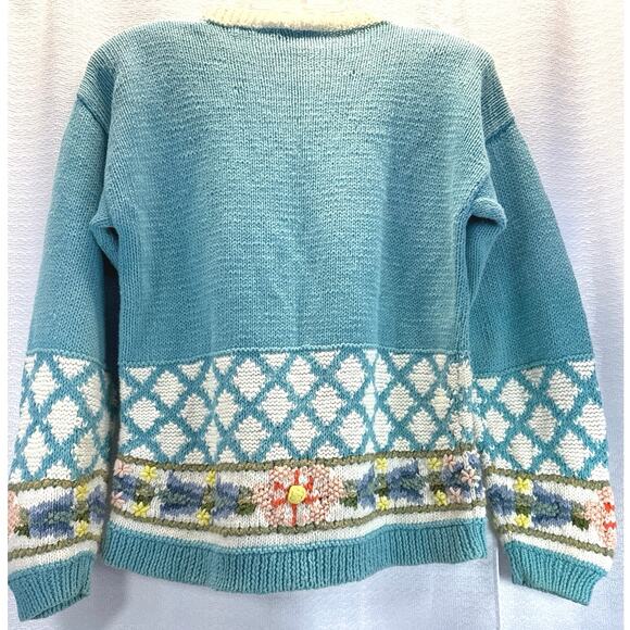 Premiere Designer Collection Vintage Kitted Blue Sweater women sz S - Picture 3 of 5
